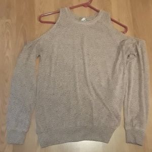 Cold shoulder, pink and black speckled long sleeve